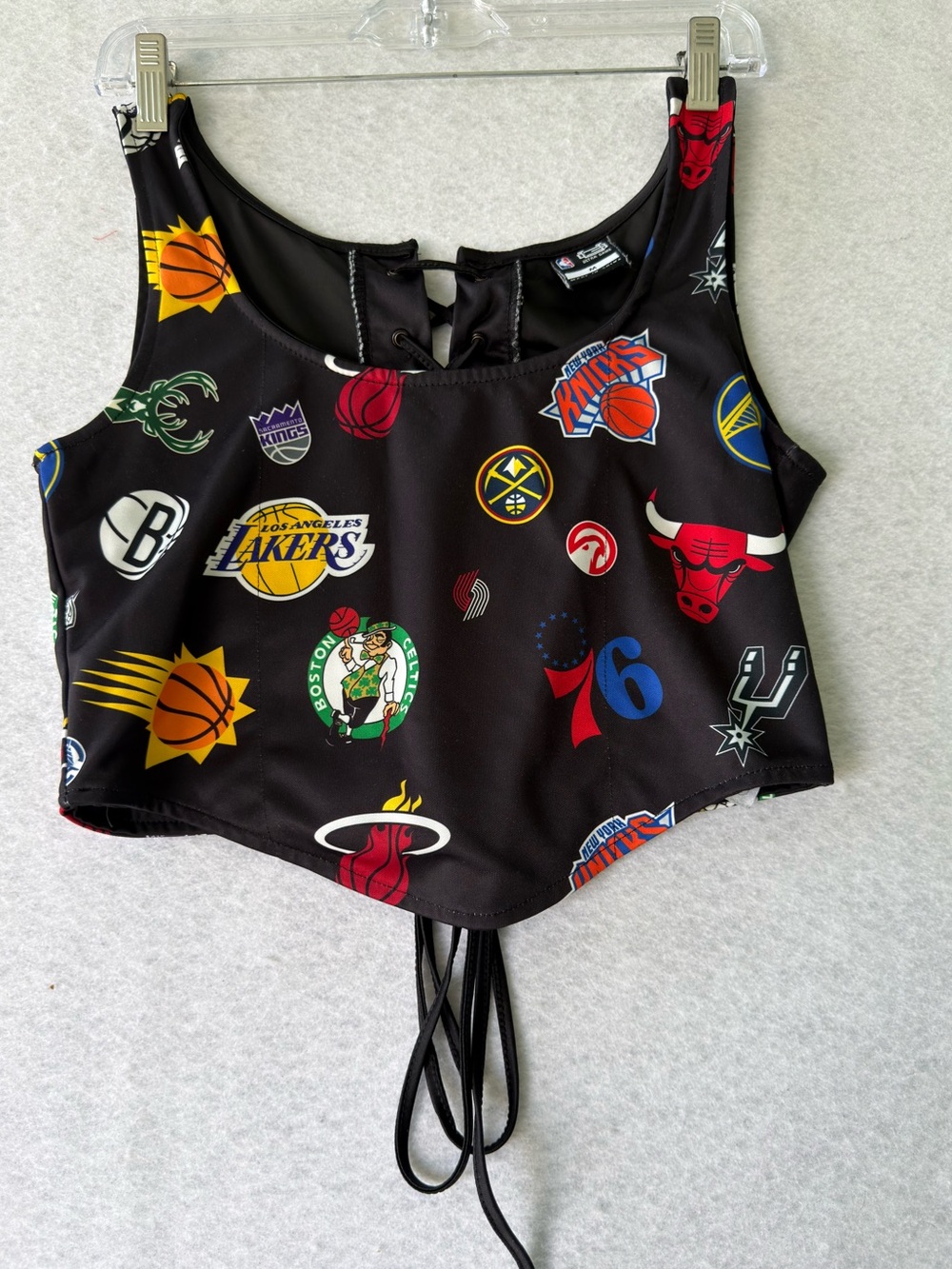 Los Angeles Lakers NBA Team Logo Crop Corset Back Tank Top - Black
